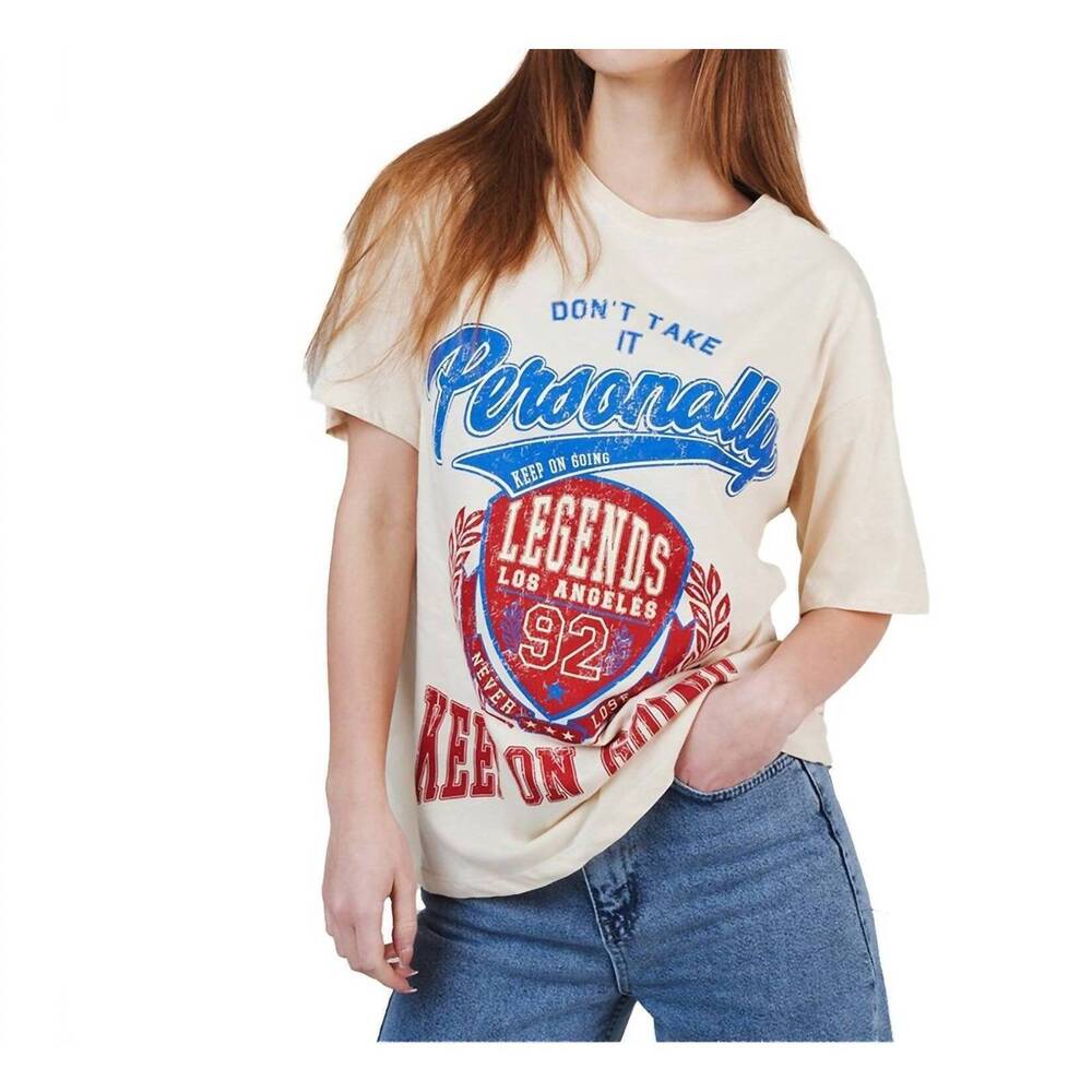 NEW AMBAR don't take it personally printed short sleeve tshirt in stone